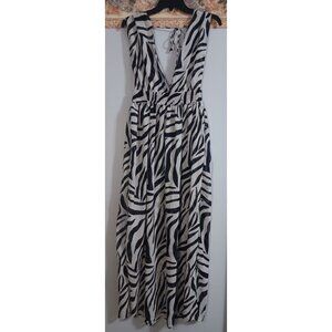 America & Beyond Small Zebra Sheer Maxi Classic Travel Vacation Cover Up Dress